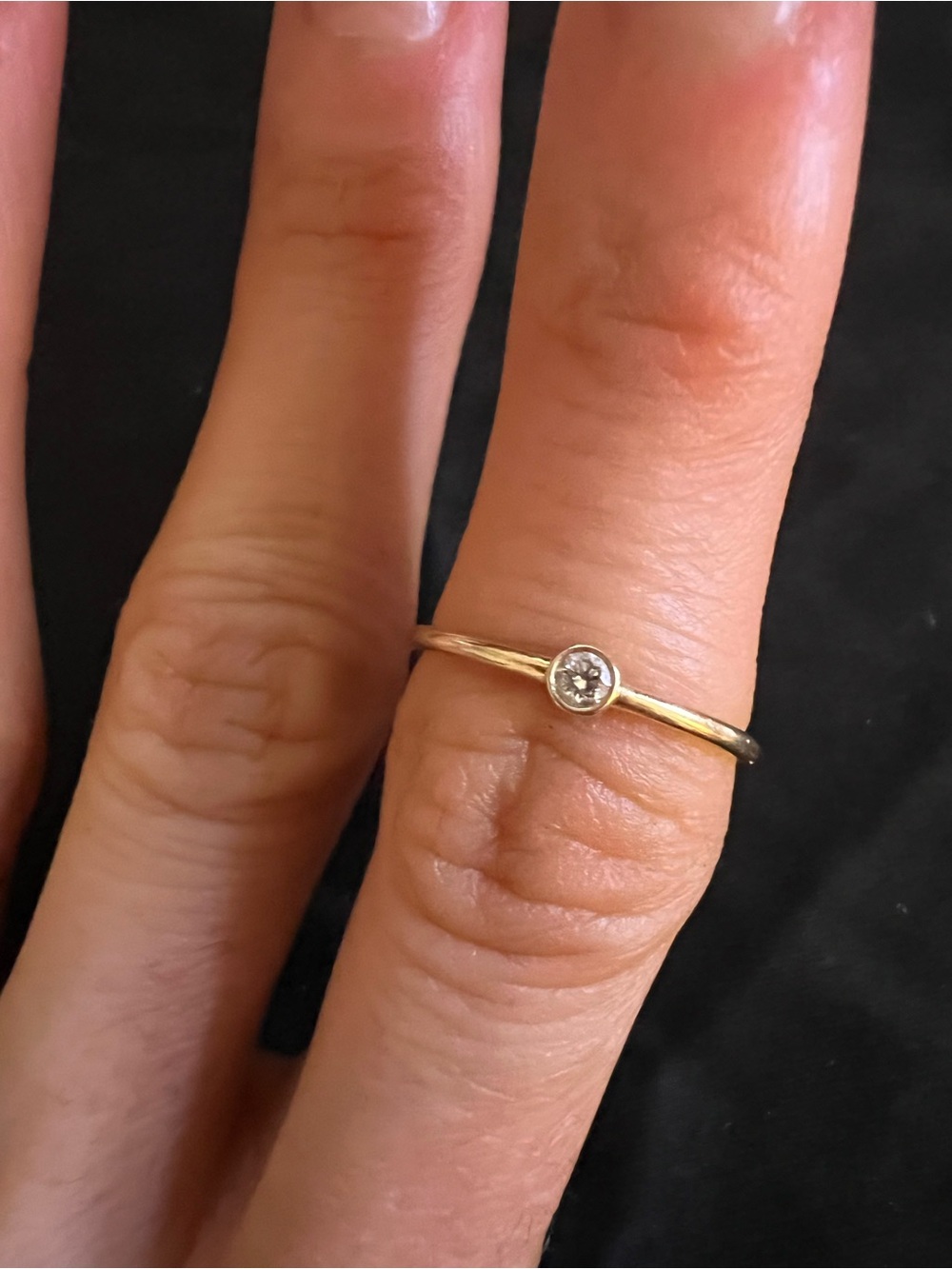 14k Bezel Set Diamond Ring - Picture 2 of 7